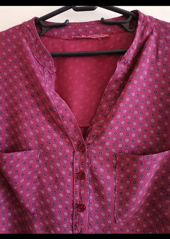CB Made in italy Bordo V Yaka Düğmeli Uzun Kollu Kadın Gömlek