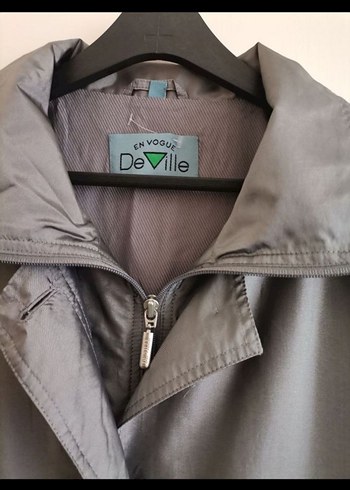 Gri Midi Boy Düğmeli Kadın Yağmurluk - Görsel 4