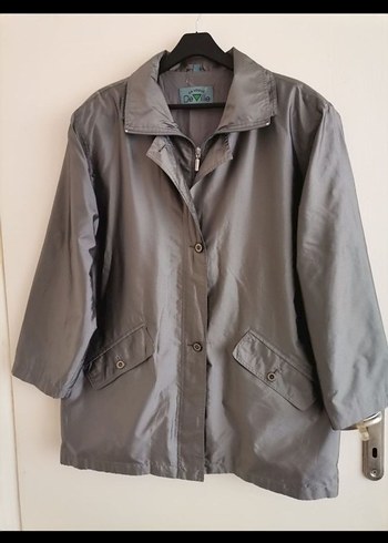 Gri Midi Boy Düğmeli Kadın Yağmurluk - Görsel 8