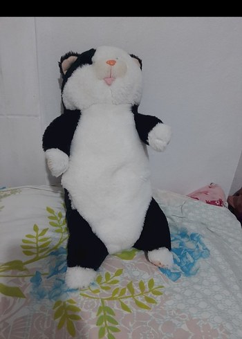 Beyaz Siyah Peluş Kedi Oyuncak