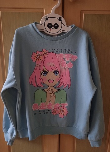 DeFacto çocuk anime sweatshirt mavi.