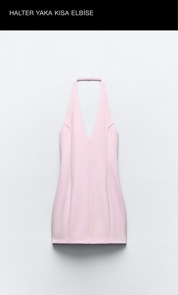 Halter yaka kısa elbise Zara yeni etiketli