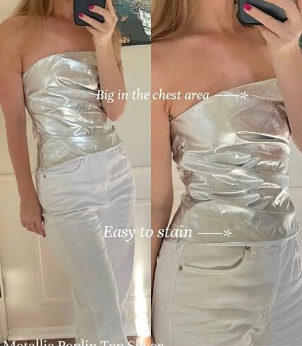s Beden ZARA METALİK POPLIN ÜST GÜMÜŞ S BEDEN 4661/020