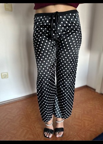 American Vintage Siyah Puantiyeli Saten Pantolon Vintage