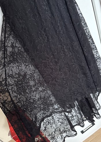 Siyah Dantelli Uzun Kolsuz Elbise - Görsel 3