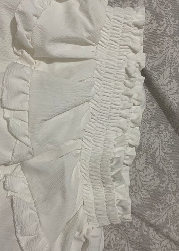xs Beden beyaz Renk Beyaz Fırfırlı Keten Mini Etek Shein