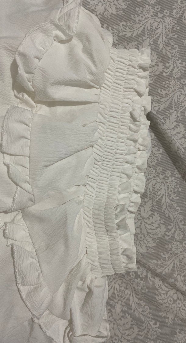 Beyaz Fırfırlı Keten Mini Etek Shein - Görsel 4