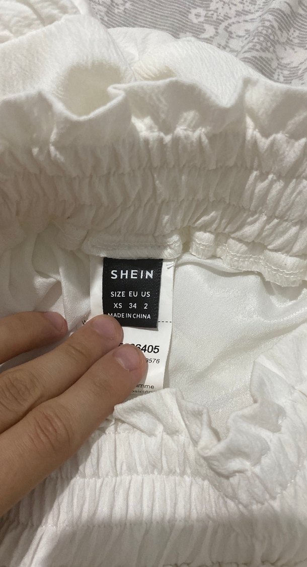 Beyaz Fırfırlı Keten Mini Etek Shein - Görsel 3