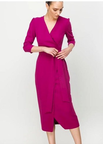 Pembe Uzun Kalem Elbise - Görsel 2