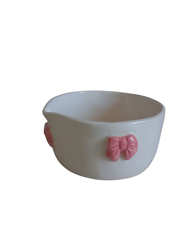 American Vintage Pembe Fiyonk Detaylı Seramik matcha Kasesi