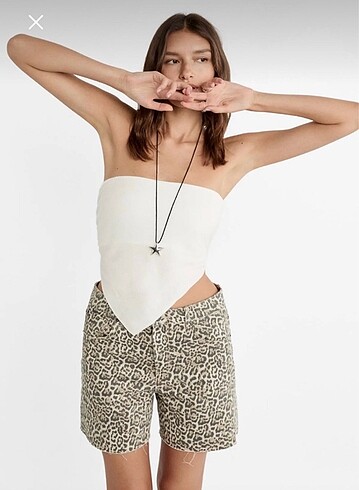 Stradivarius leopar şort