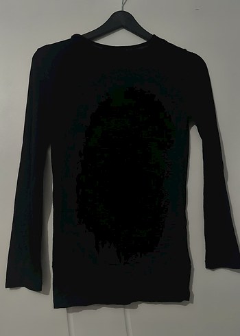 Siyah Uzun Kollu oversize Yaka Drapeli Bluz - Görsel 2