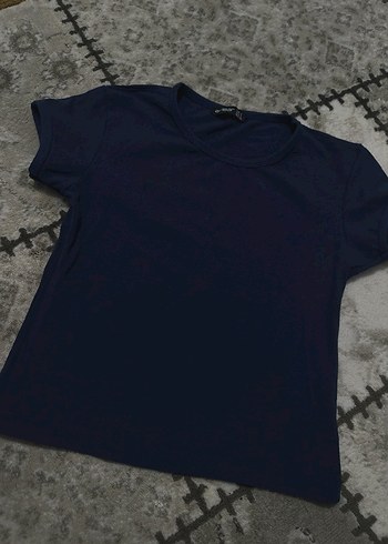 2 li Pembe lacivert Kısa Kollu Pamuklu Kadın Tişört - Görsel 5