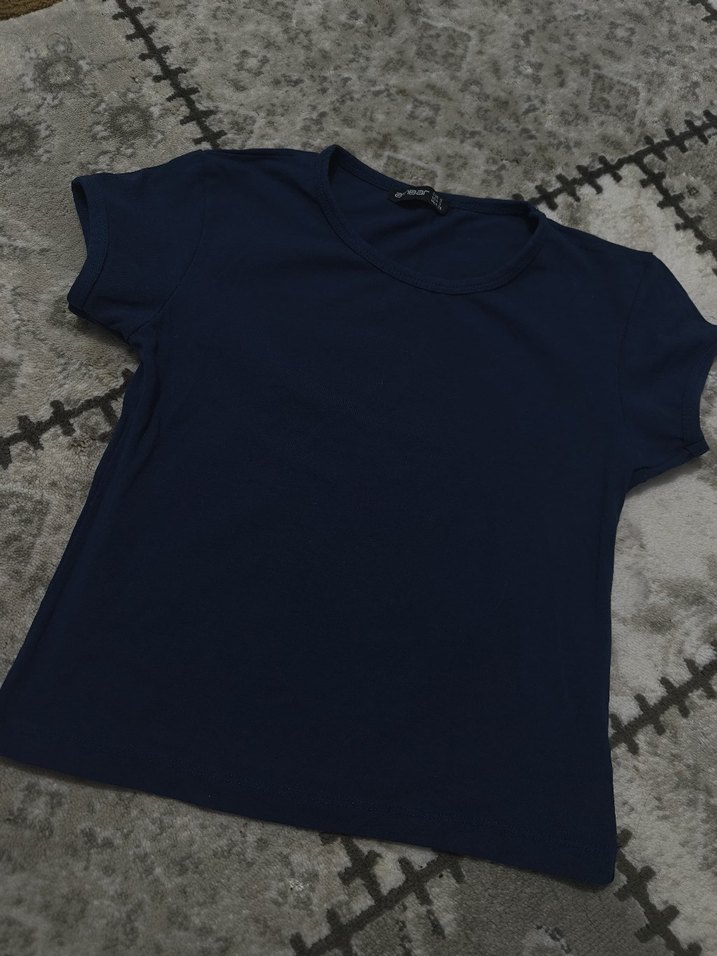 2 li Pembe lacivert Kısa Kollu Pamuklu Kadın Tişört - Görsel 5