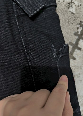 Siyah Bol Kesim Midi Kot Pantolon - Görsel 5