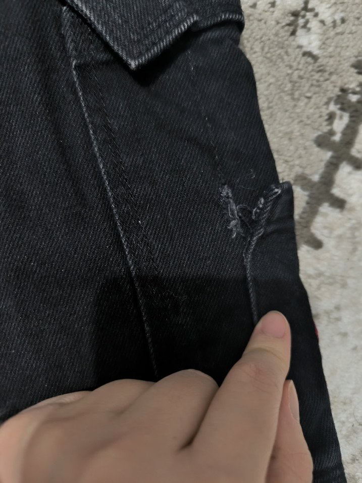 Siyah Bol Kesim Midi Kot Pantolon - Görsel 5