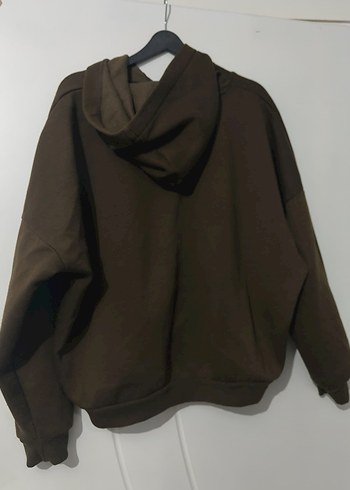 Kahverengi Kapüşonlu Biker Sweatshirt - Görsel 2