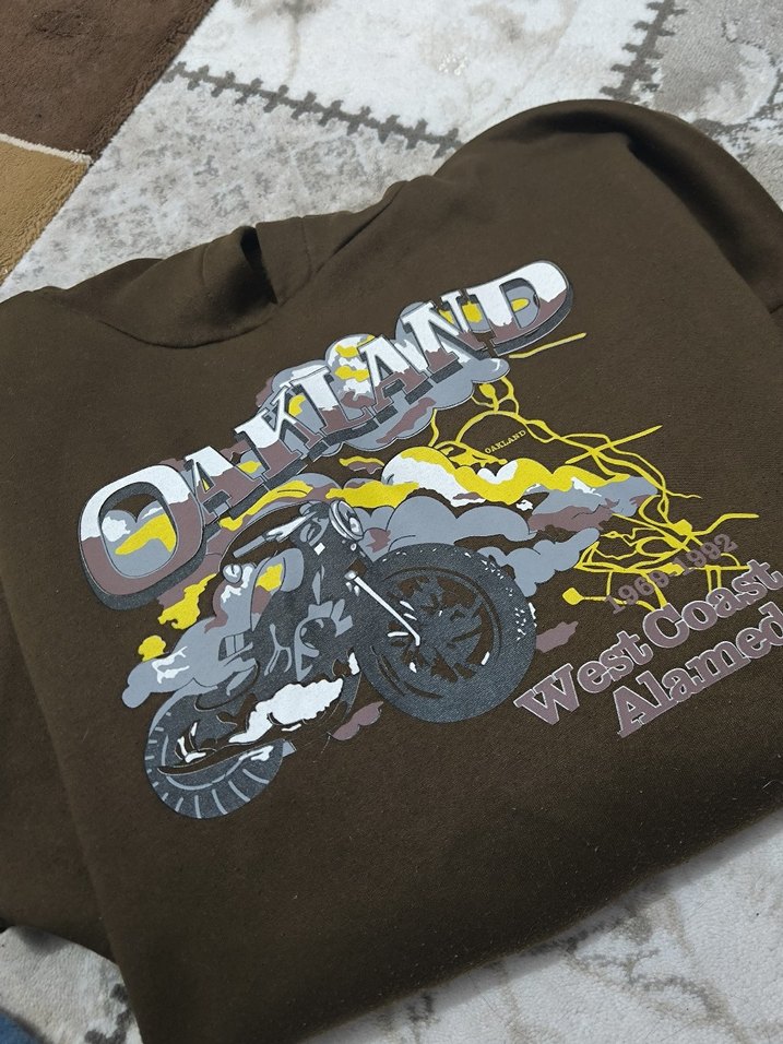 Kahverengi Kapüşonlu Biker Sweatshirt - Görsel 3