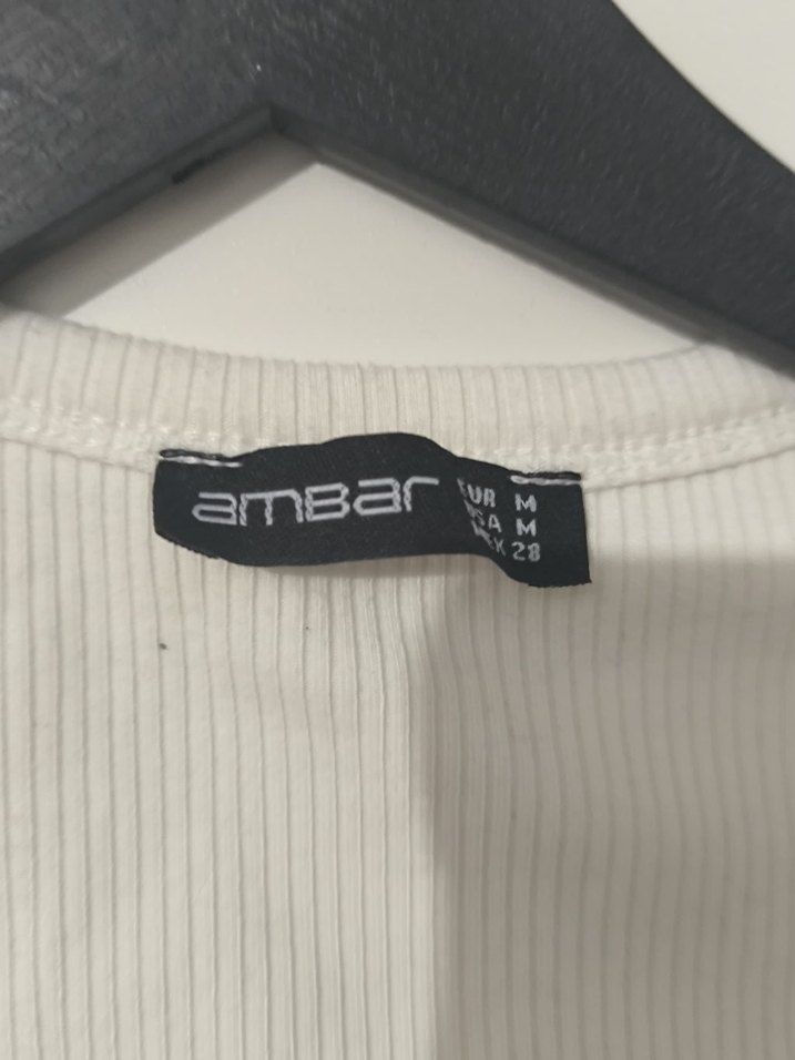 Beyaz Kadın Uzun Kollu Crop Top - Görsel 3