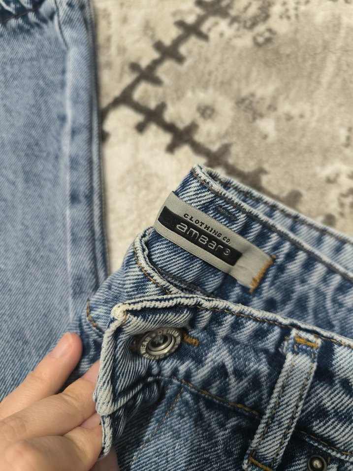 mavi Bol Kesim Midi Kadın Kot Pantolon - Görsel 2