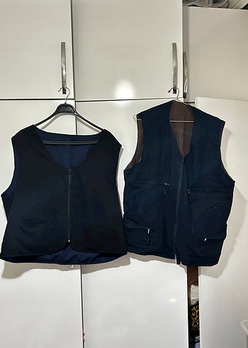 Pull and Bear Koyu Lacivert Kolsuz Yelekler