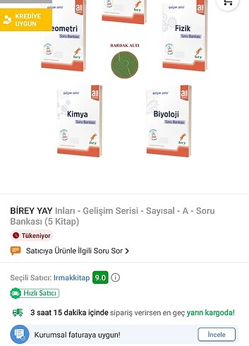 Birey a sayısal soru Bankası fizik kimya biyoloji 