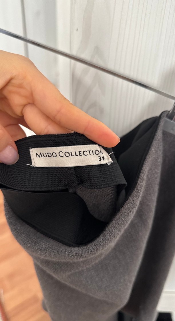 Gri Pilili Midi etek - Görsel 4