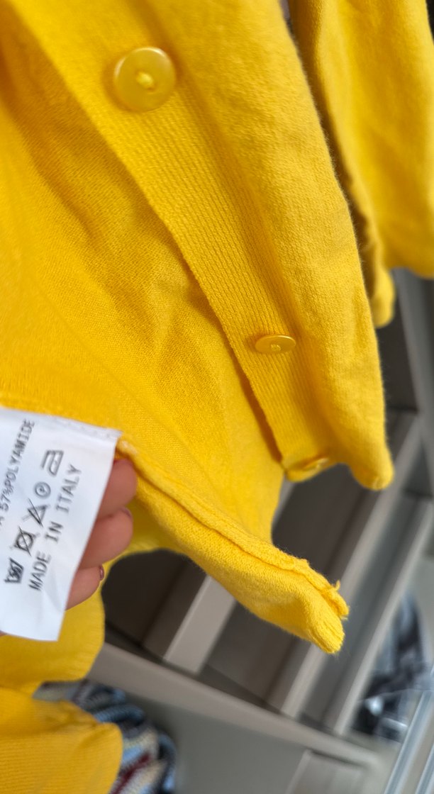 Sarı Uzun Kollu Düğmeli Kadın Hırka - Görsel 3