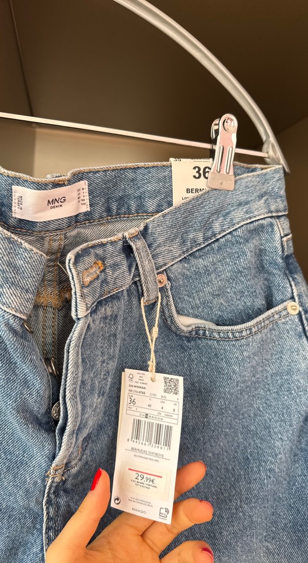 Kadın Bağlama Desenli Bol Kesim Denim Şort - Görsel 2