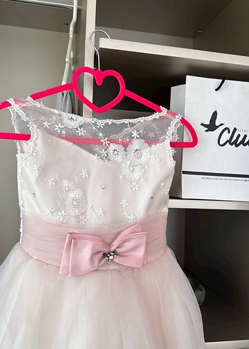 Pembe Fiyonklu Kız Çocuk Abiye Elbise - Görsel 2