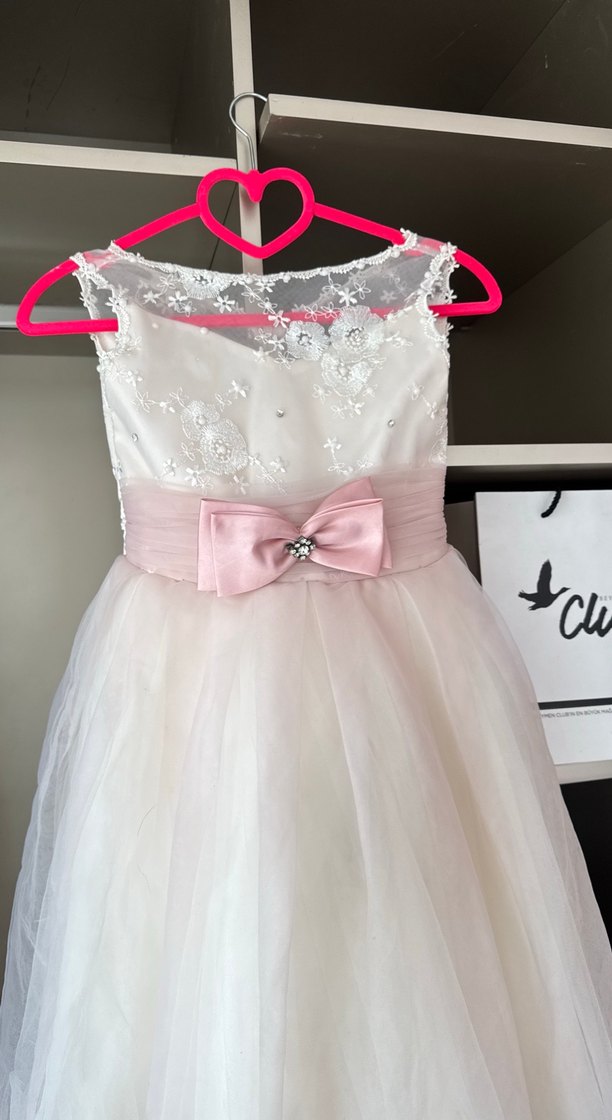 Pembe Fiyonklu Kız Çocuk Abiye Elbise - Görsel 3