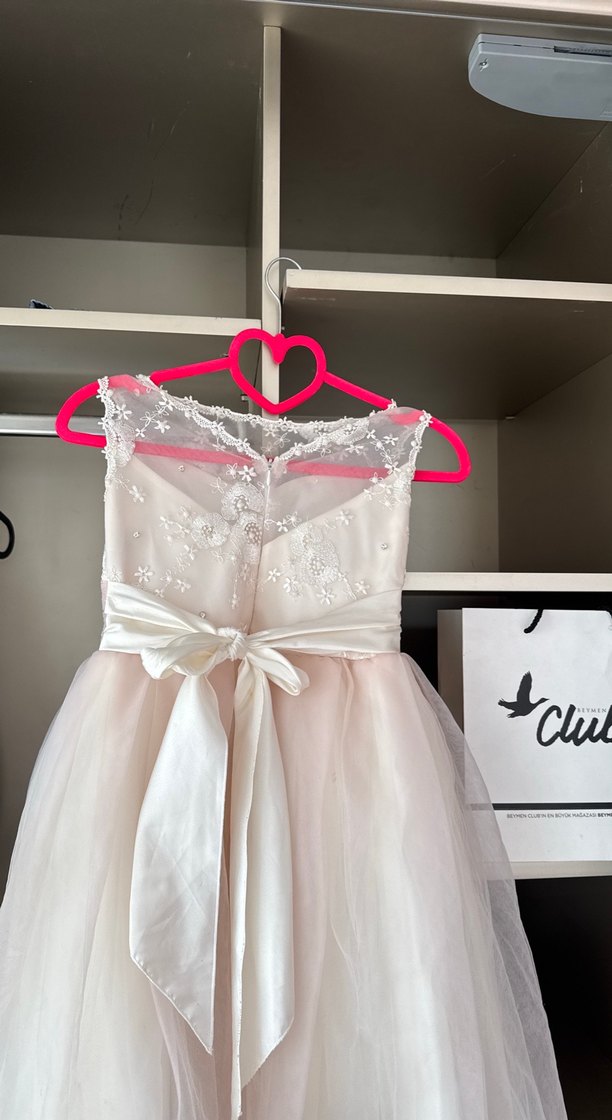 Pembe Fiyonklu Kız Çocuk Abiye Elbise - Görsel 5