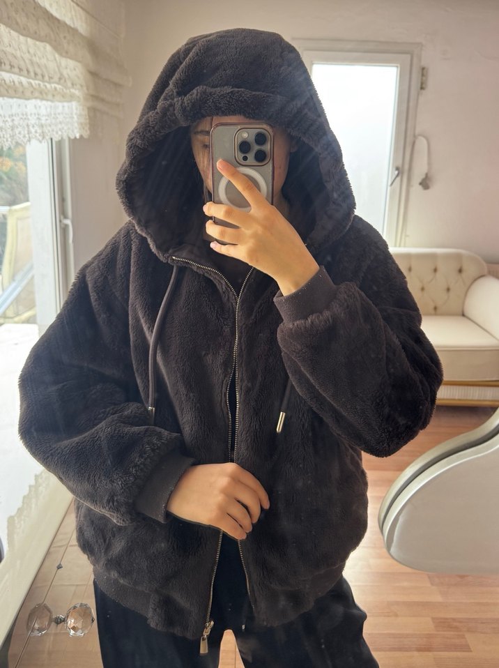 Kahverengi Fermuarlı Kadın Ceket - Görsel 4