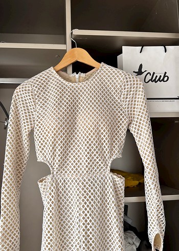 Beyaz Dantel Detaylı Kadın Uzun Kollu Tulum - Görsel 3