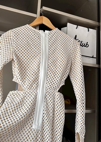 Beyaz Dantel Detaylı Kadın Uzun Kollu Tulum - Görsel 4