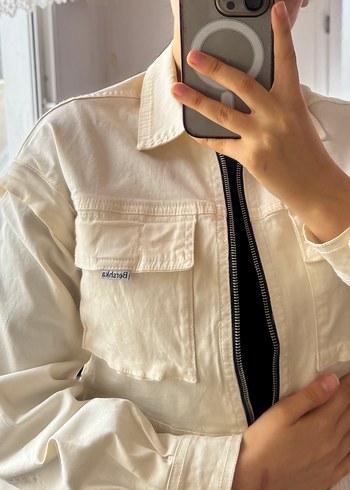 Beyaz Kadın Denim Ceket - Görsel 2