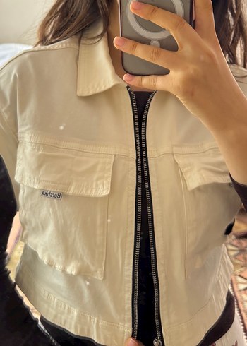 Beyaz Kadın Denim Ceket - Görsel 3