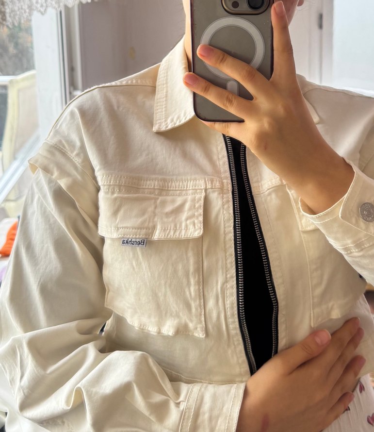 Beyaz Kadın Denim Ceket - Görsel 2