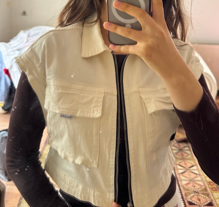 Beyaz Kadın Denim Ceket - Görsel 3