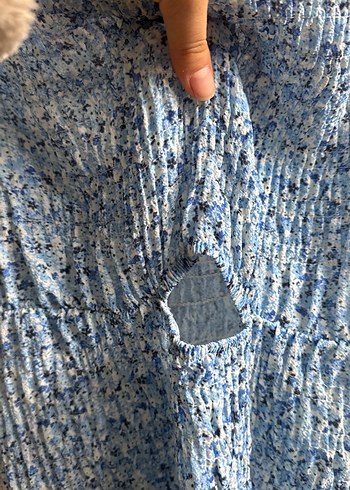 Mavi Piliseli Bohem Midi Elbise - Görsel 2