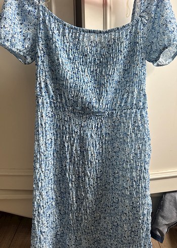 Mavi Piliseli Bohem Midi Elbise - Görsel 3