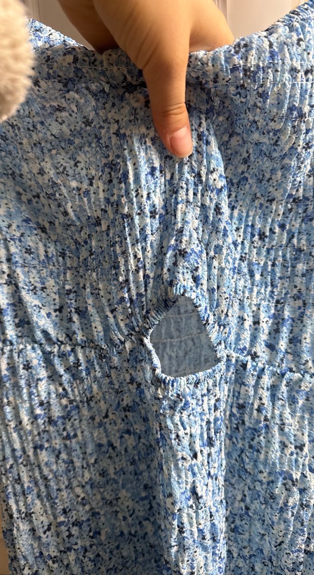 Mavi Piliseli Bohem Midi Elbise - Görsel 2