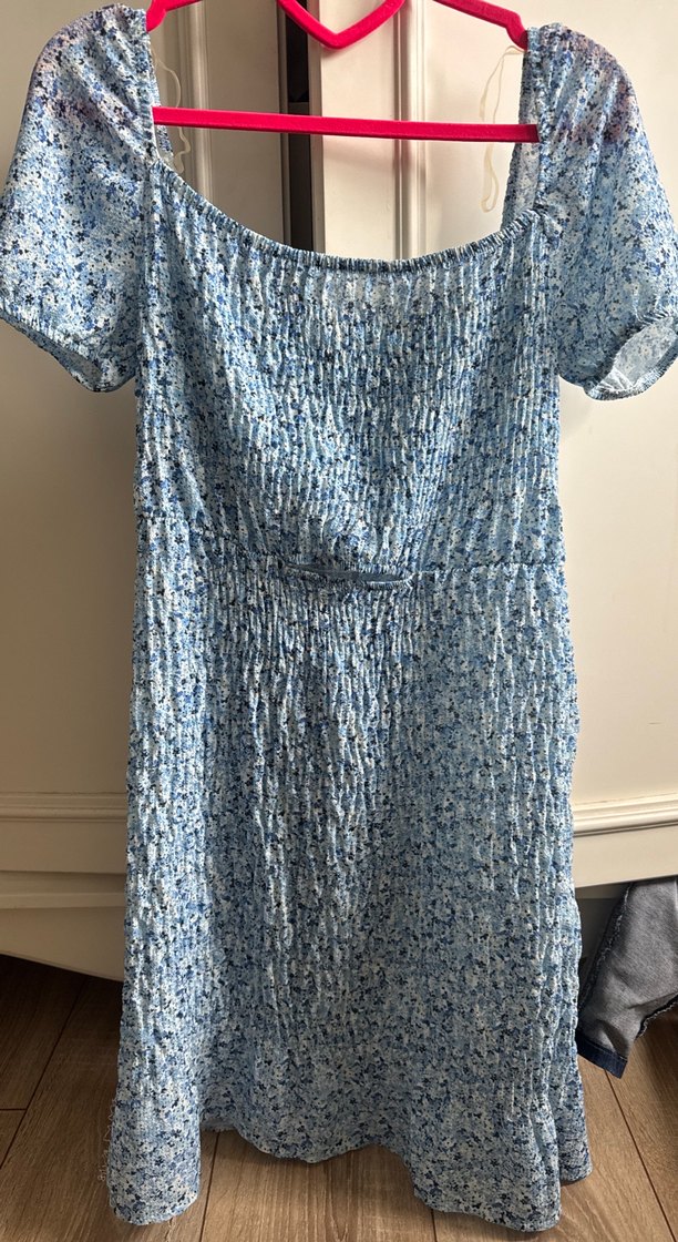 Mavi Piliseli Bohem Midi Elbise - Görsel 3