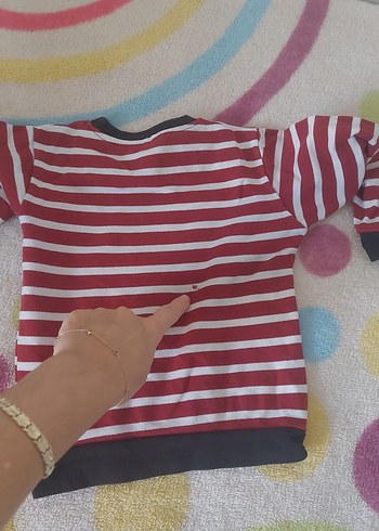 Kırmızı Çizgili Erkek Çocuk Sweatshirt - Görsel 4