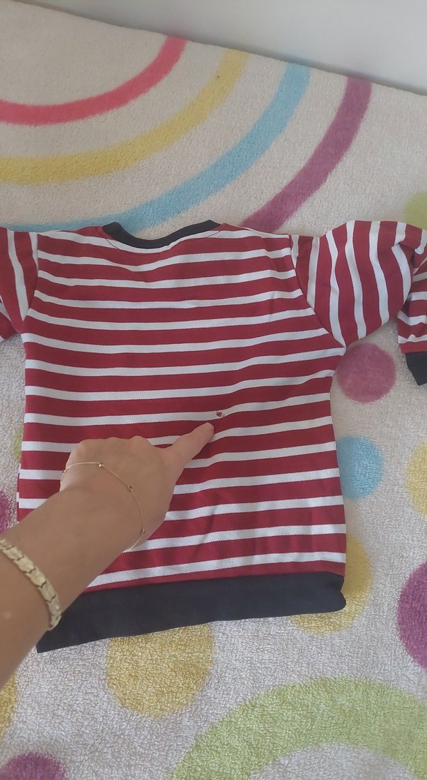 Kırmızı Çizgili Erkek Çocuk Sweatshirt - Görsel 4