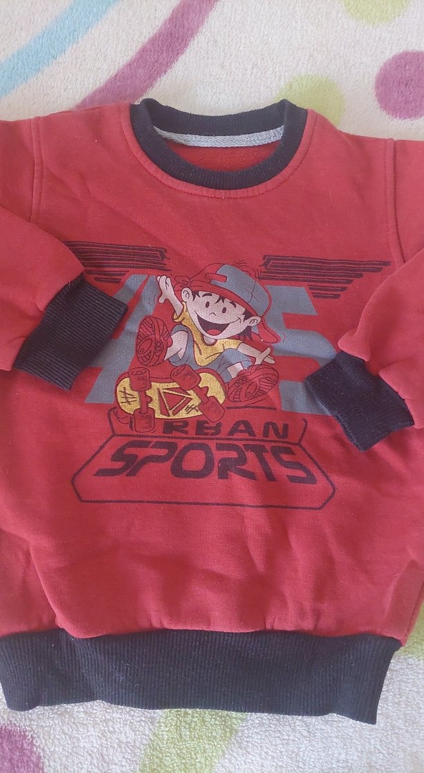 Kırmızı Baskılı Erkek Çocuk Sweatshirt - Görsel 2