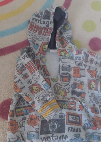 Renkli Kapüşonlu Baskılı Erkek Çocuk Sweatshirt - Görsel 3