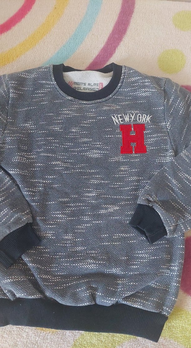 Gri Erkek Çocuk Örme Sweatshirt - Görsel 2