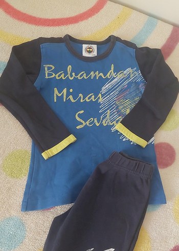 Kız Çocuk Mavi Baskılı Sweatshirt ve Eşofman Takımı - Görsel 2