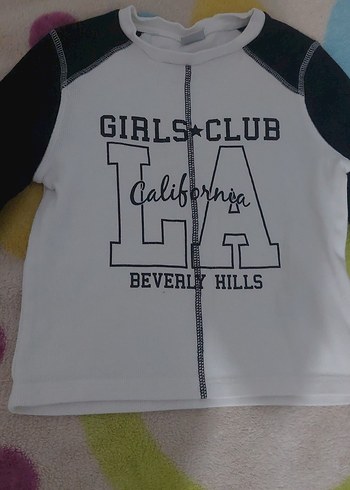 Beyaz Baskılı Kız Sweatshirt Velcro ile - Görsel 2